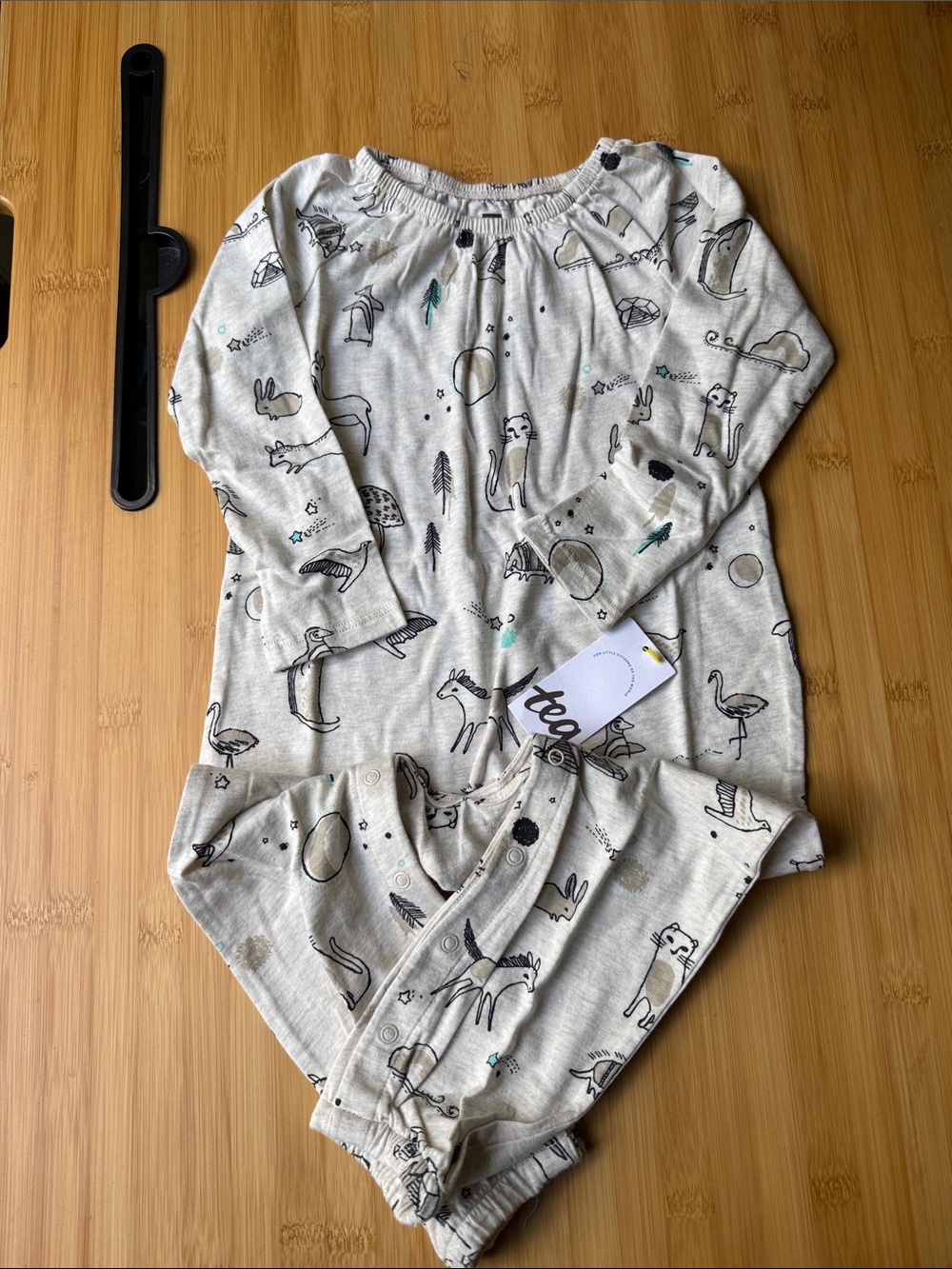 Tea Collection Cream Animal Print One-Piece Bodysuit